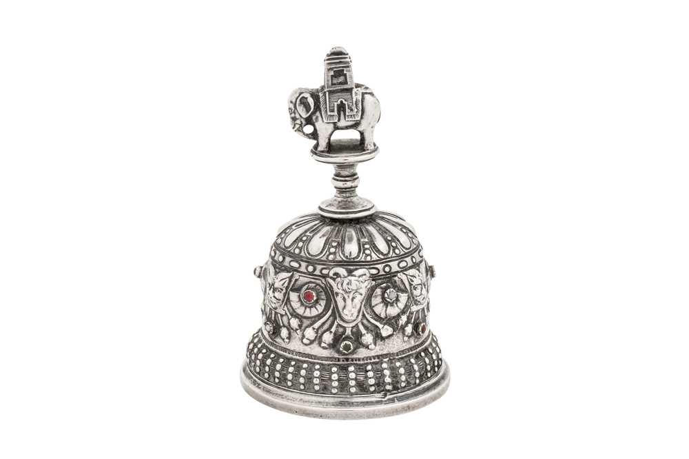 Lot 37 - An early 20th century German sterling silver table bell, Bad Kissingen by Simon Rosenau import marks for London 1904 by John George Piddington