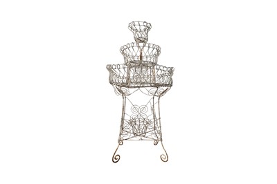 Lot 444 - A WHITE PAINTED WIREWORK  PLANT STAND, EARLY 20TH CENTURY