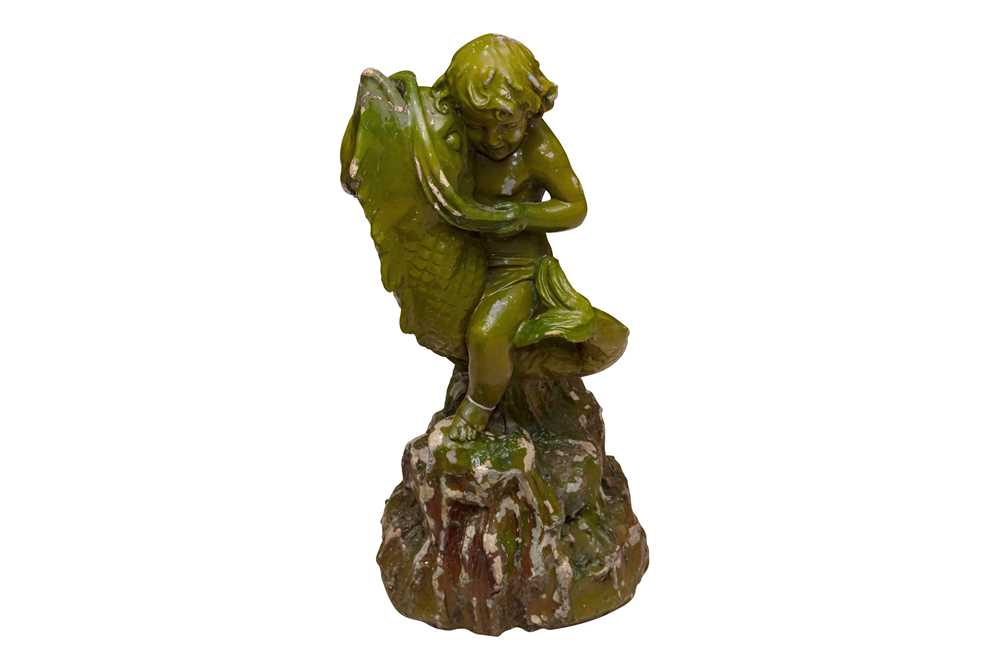 Lot 137 - GREEN CHERUB ORNAMENT