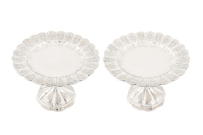 Lot 380 - A pair of Victorian sterling silver comports or tazza, London 1856 by Robert Garrard II (reg. 16th April 1818)
