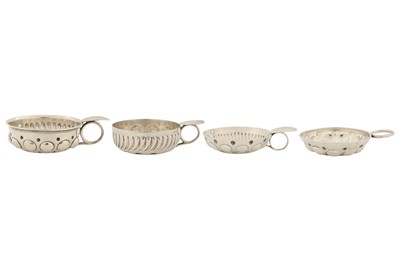 Lot 215 - FOUR 19TH CENTURY AND LATER FRENCH SILVER WINE TASTERS