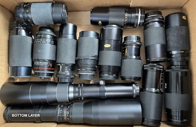 Lot 1279 - A Box of Around 25 Various Telephoto & Zoom Lenses.