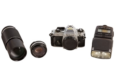 Lot 1019 - A Nikon FG Outfit, with Lenses & Flash.