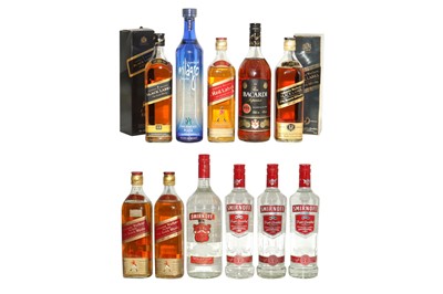 Lot 824 - Assorted Whisky and other Spirits: Johnnie Walker, Appleton Estate Rum, etc