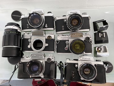 Lot 1099 - Group of Six Miranda SLR Cameras & Lenses.