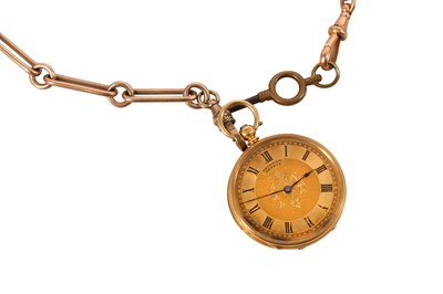 Lot 118 - A GOLD FOB WATCH AND CHAIN