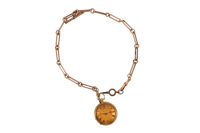 Lot 118 - A GOLD FOB WATCH AND CHAIN