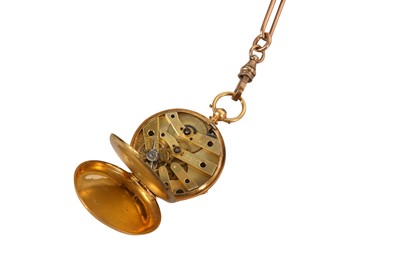 Lot 118 - A GOLD FOB WATCH AND CHAIN