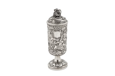 Lot 138 - A late 19th century Chinese export silver pepper caster, Canton circa 1880 retailed by Lee Ching