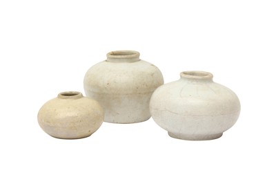 Lot 830 - THREE CHINESE WHITE-GLAZED JARLETS