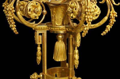 Lot 107 - AN IMPRESSIVE EMPIRE STYLE ORMOLU CHANDELIER