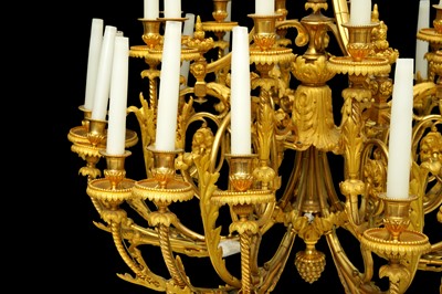 Lot 107 - AN IMPRESSIVE EMPIRE STYLE ORMOLU CHANDELIER