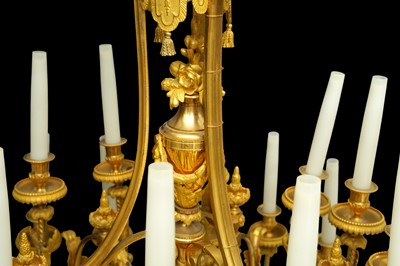 Lot 107 - AN IMPRESSIVE EMPIRE STYLE ORMOLU CHANDELIER