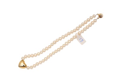 Lot 40 - A PEARL AND IMITATION DIAMOND NECKLACE
