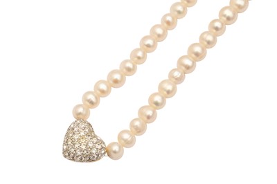 Lot 40 - A PEARL AND IMITATION DIAMOND NECKLACE