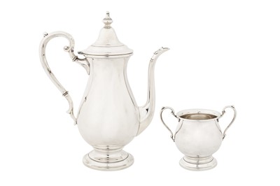 Lot 326 - A mid-20th century American sterling silver coffee pot and sugar bowl, New Jersey circa 1940 by Fisher Silversmiths