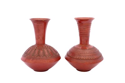 Lot 409 - A NEAR-PAIR OF ASYUT EARTHENWARE POTTERY BOTTLES