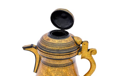 Lot 261 - A GILT AND POLYCHROME-PAINTED LACQUERED PAPIER-MÂCHÉ SAMOVAR
