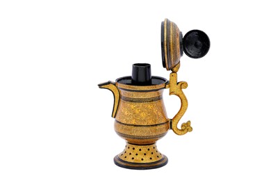 Lot 261 - A GILT AND POLYCHROME-PAINTED LACQUERED PAPIER-MÂCHÉ SAMOVAR