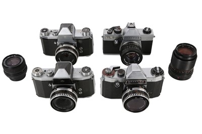 Lot 1049 - A selection of Praktica Cameras, with Lenses.