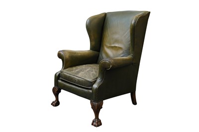 Lot 97 - A LATE 19TH CENTURY WING BACK ARMCHAIR