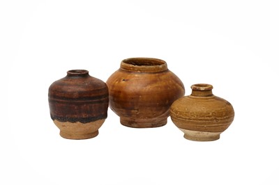 Lot 836 - THREE CHINESE BROWN-GLAZED JARLETS