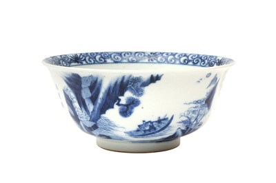 Lot 523 - A CHINESE BLUE AND WHITE 'RED CLIFF' BOWL