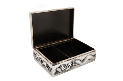 Lot 152 - An early 20th century Chinese export silver cigarette and cigar box, Shanghai circa 1920 by Yi retailed by Nanking Store