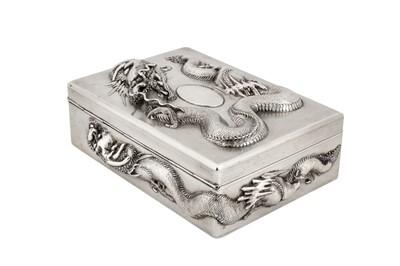 Lot 152 - An early 20th century Chinese export silver cigarette and cigar box, Shanghai circa 1920 by Yi retailed by Nanking Store