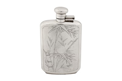 Lot 142 - An early 20th century Chinese export silver spirit hip flask, Shanghai circa 1930 by Hua, retailed by Tack Hing