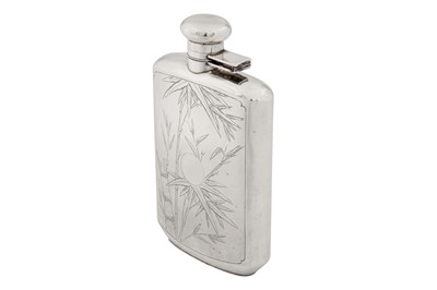 Lot 142 - An early 20th century Chinese export silver spirit hip flask, Shanghai circa 1930 by Hua, retailed by Tack Hing