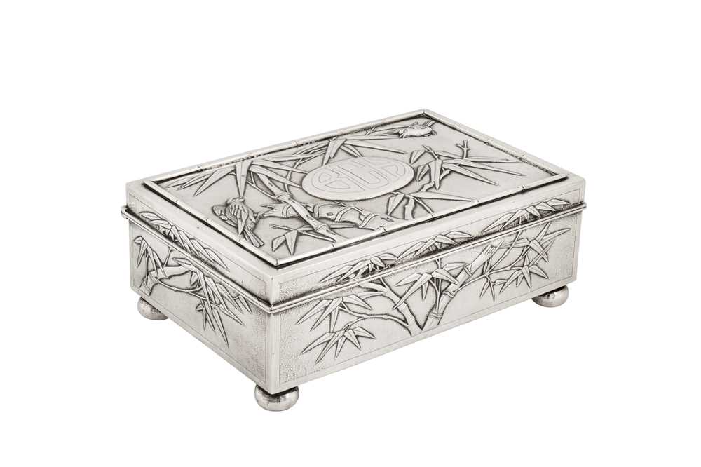 Lot 149 - An early 20th century Chinese export silver cigarette box later converted to jewellery casket, Shanghai circa 1925 marked Shao Ying Tang, retailed by Hung Chong