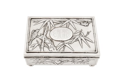 Lot 149 - An early 20th century Chinese export silver cigarette box later converted to jewellery casket, Shanghai circa 1925 marked Shao Ying Tang, retailed by Hung Chong