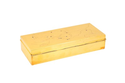 Lot 12 - A cased unique mid-20th century American gem set sterling silver gilt cigarette box, New York dated 1960 by Tiffany and Co