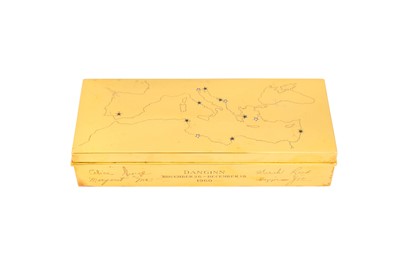 Lot 63 - A cased unique mid-20th century American gem set sterling silver gilt cigarette box, New York dated 1960 by Tiffany and Co
