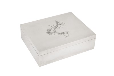Lot 9 - A late 20th century French silver plated cigar box or humidor, Paris circa 1980 by Ravinet, d’Enfert & Cie for Hermes