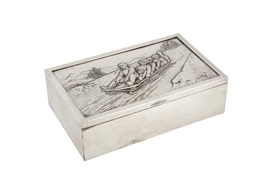 Lot 46 - An early 20th century German silver-plated cigarette box, circa 1910