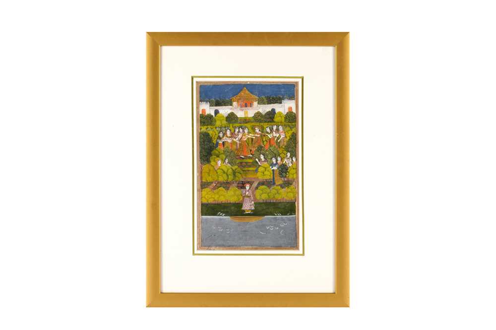 Lot 225 - YUSUF BEING CHASED BY ZULEYKHA AND HER MAIDENS IN A GARDEN