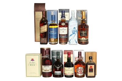 Lot 830 - Assorted Whisky: Dalmore, Aberlour, Johnie Walker, Redbreast etc, twelve bottles