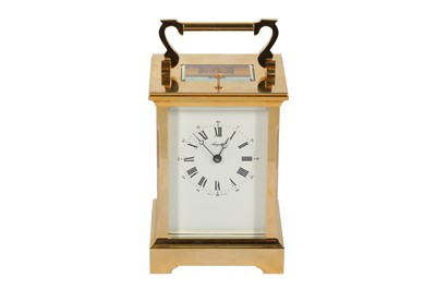 Lot 155 - A BRASS ANGELUS REPEATER CARRIAGE CLOCK