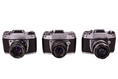 Lot 1138 - Three Exa Cameras, inc 35mm Flektogon Lens.