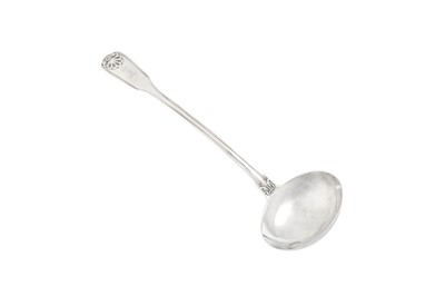 Lot 287 - Baron Dimsdale - A George IV sterling silver soup ladle, London 1826 by Charles Eley (reg. 19th Jan 1825)