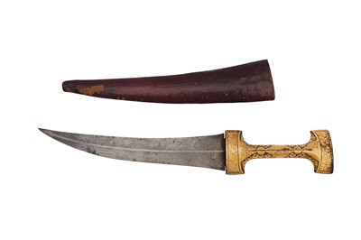 Lot 417 - A GOLD-DAMASCENED HILTED STEEL KHANJAR DAGGER