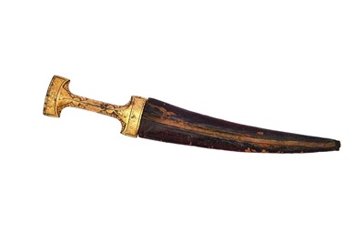 Lot 417 - A GOLD-DAMASCENED HILTED STEEL KHANJAR DAGGER