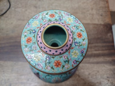 Lot 160 - A CHINESE FAMILLE-ROSE TIBETAN-STYLE 'BUMPA' VASE