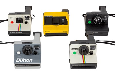 Lot 1246 - Five Polaroid 600 Cameras, inc Uncommon Yellow Model.