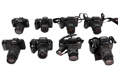 Lot 1115 - Eight Pentax auto SLR cameras.