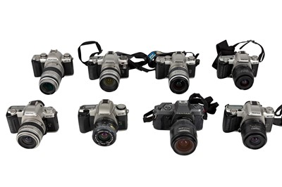 Lot 1116 - Eight Pentax Auto Focus SLR Cameras, with Zoom Lenses.