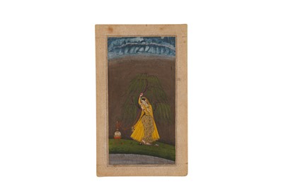 Lot 159 - A PENSIVE LADY SMOKING A HUQQA IN THE WILDERNESS