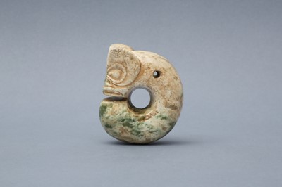 Lot 317 - A SMALL ARCHAIC JADE CARVING OF A 'PIG DRAGON', ZHULONG